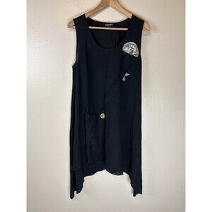 Lee Andersen S Tunic Dress Shift Swing Art To Wear Lagenlook Gauze Embellished